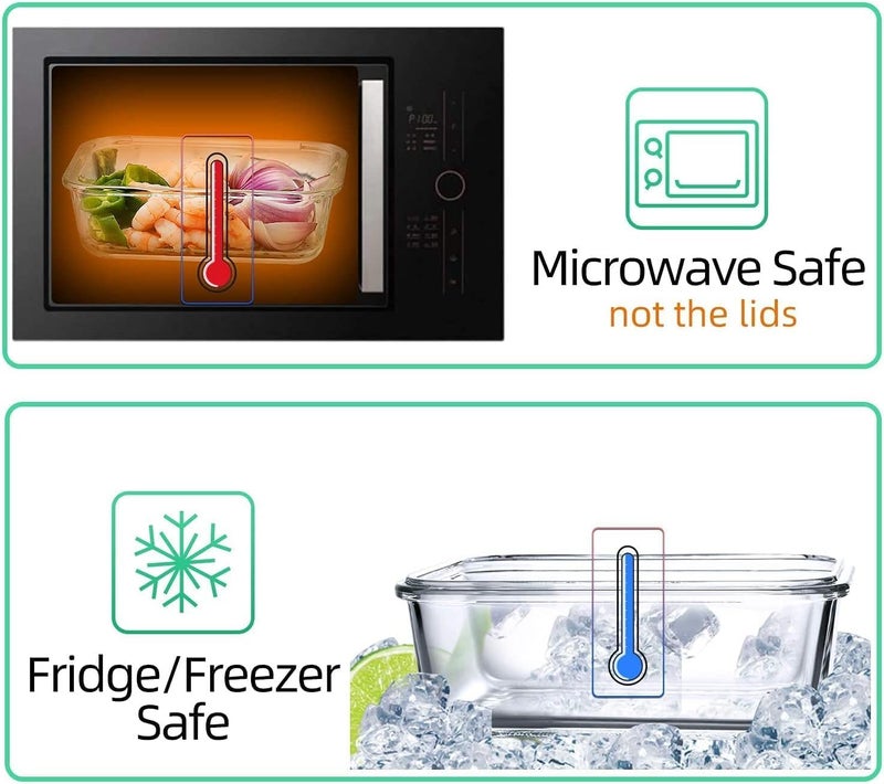 Mondex حاوية تخزين طعام زجاجية مربعة سعة 900 مل مع غطاء أزرق من موندكس - Image 5